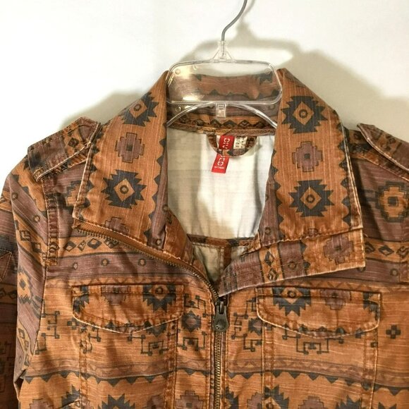 Divided by H&M Canvas Jacket Women's Size 6 Aztec Print Full Zip Front in Rust - Picture 2 of 13